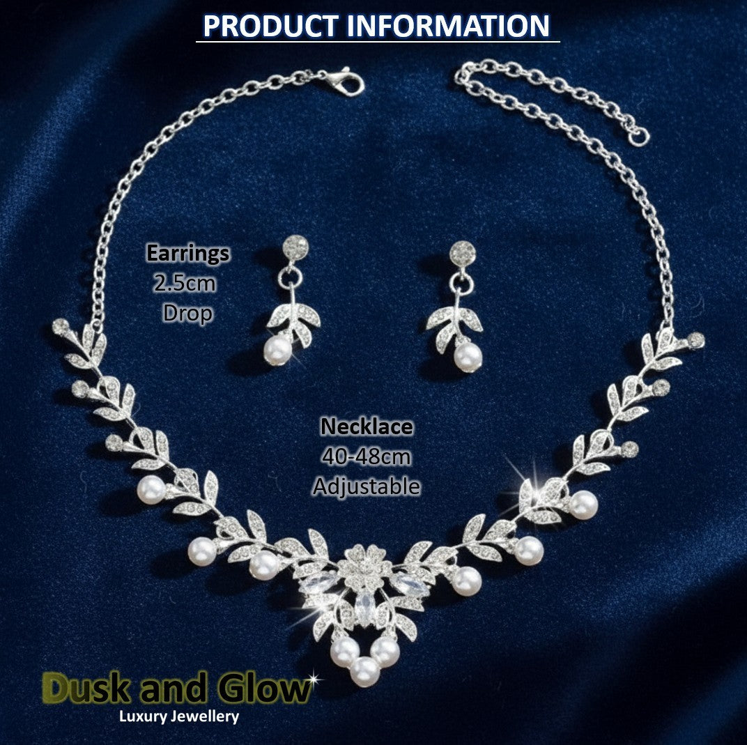 Women Faux Pearl Jewellery Set Necklace Earrings Ladies Bride Wedding Gift UK3