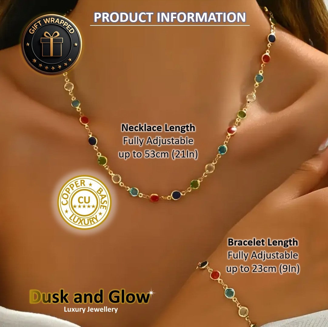 Women Ladies Jewellery Gift Set Necklace Charm Bracelet Copper Chain Link UK NEW3