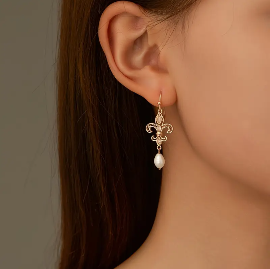 Vintage Bohemian Luxury Drop Earrings Freshwater Pearls 14K Gold Dipped UK NEW1