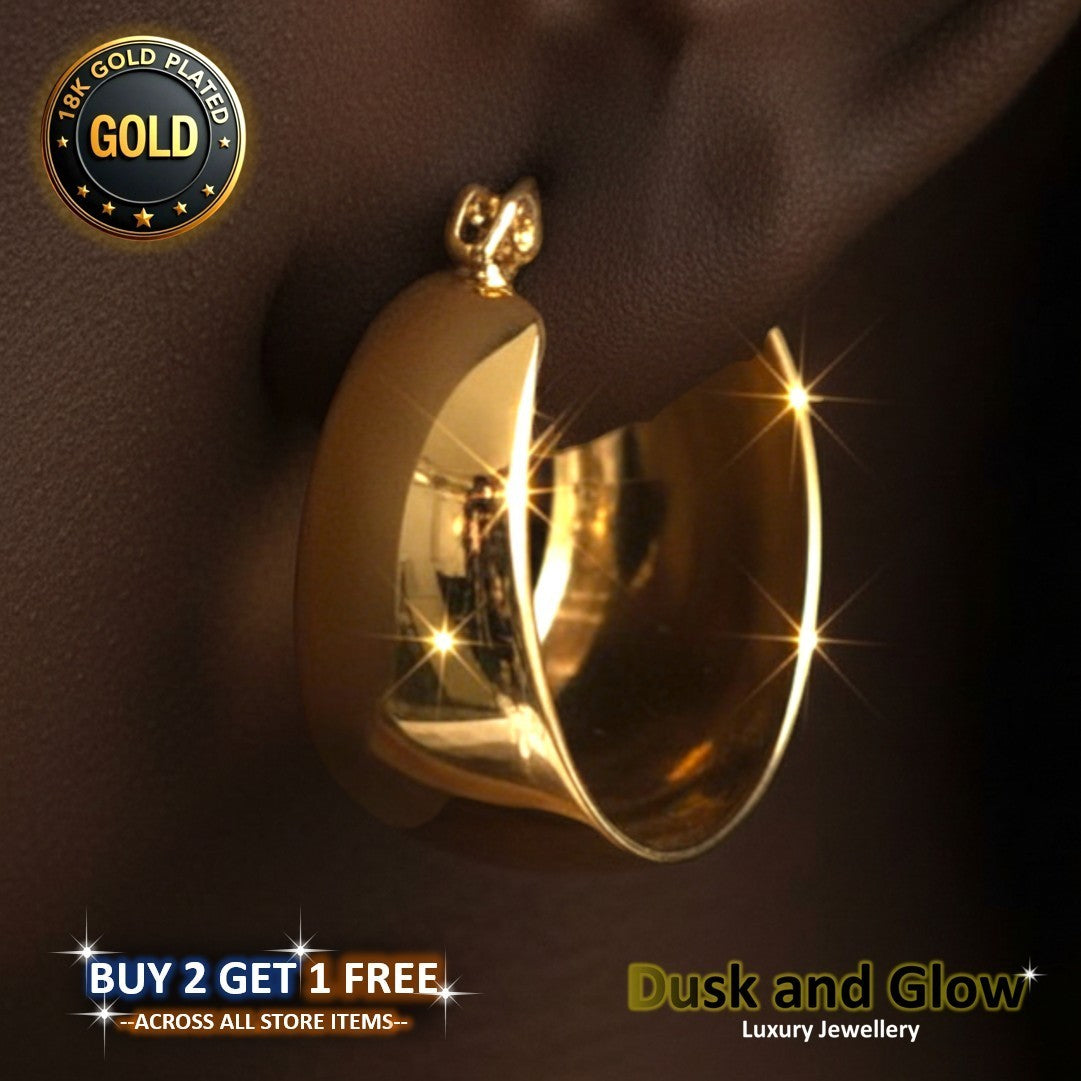 UK Womens Gold Hoop Earrings Genuine 18K Plating Ladies Girls Jewelry Gift NEW0