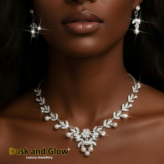 Women Faux Pearl Jewellery Set Necklace Earrings Ladies Bride Wedding Gift UK0