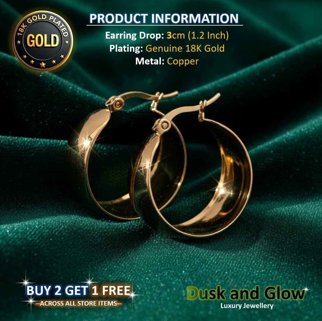 UK Womens Gold Hoop Earrings Genuine 18K Plating Ladies Girls Jewelry Gift NEW4