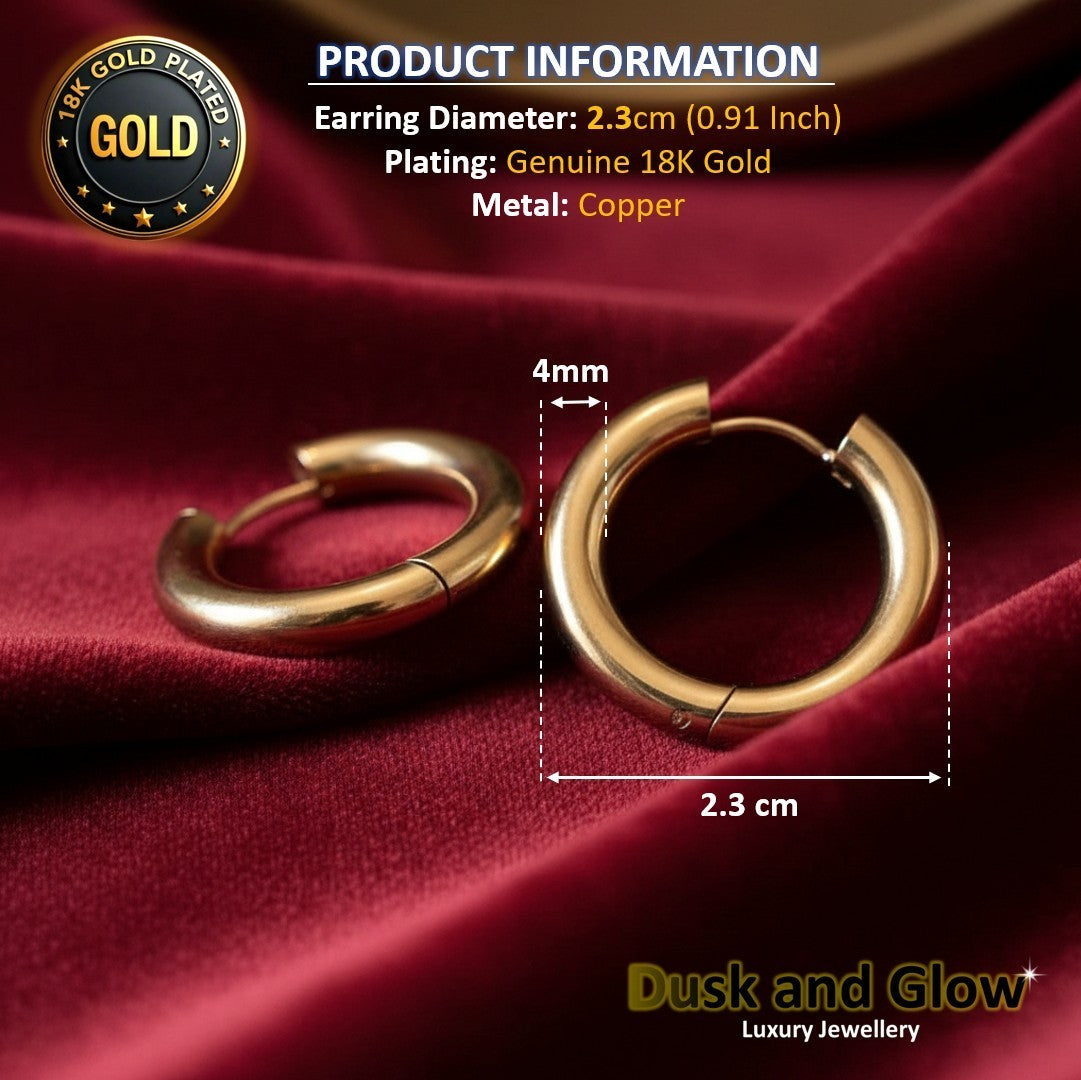UK Womens Gold Hoop Earrings Genuine 18K Plating Ladies Girls Jewelry Gift NEW5