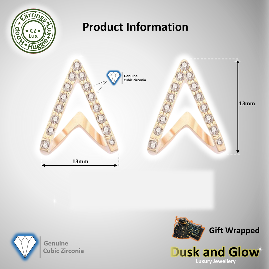 Womens Huggie Hoop Stud Earrings Gold Cubic Zirconia Crystals Ladies Gift UK NEW3