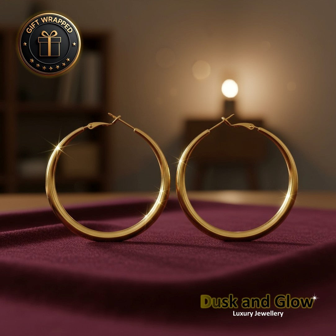 Women Large Size 5cm Gold Hoop Earrings Pair Ladies Girls Jewellery Gift NEW UK3