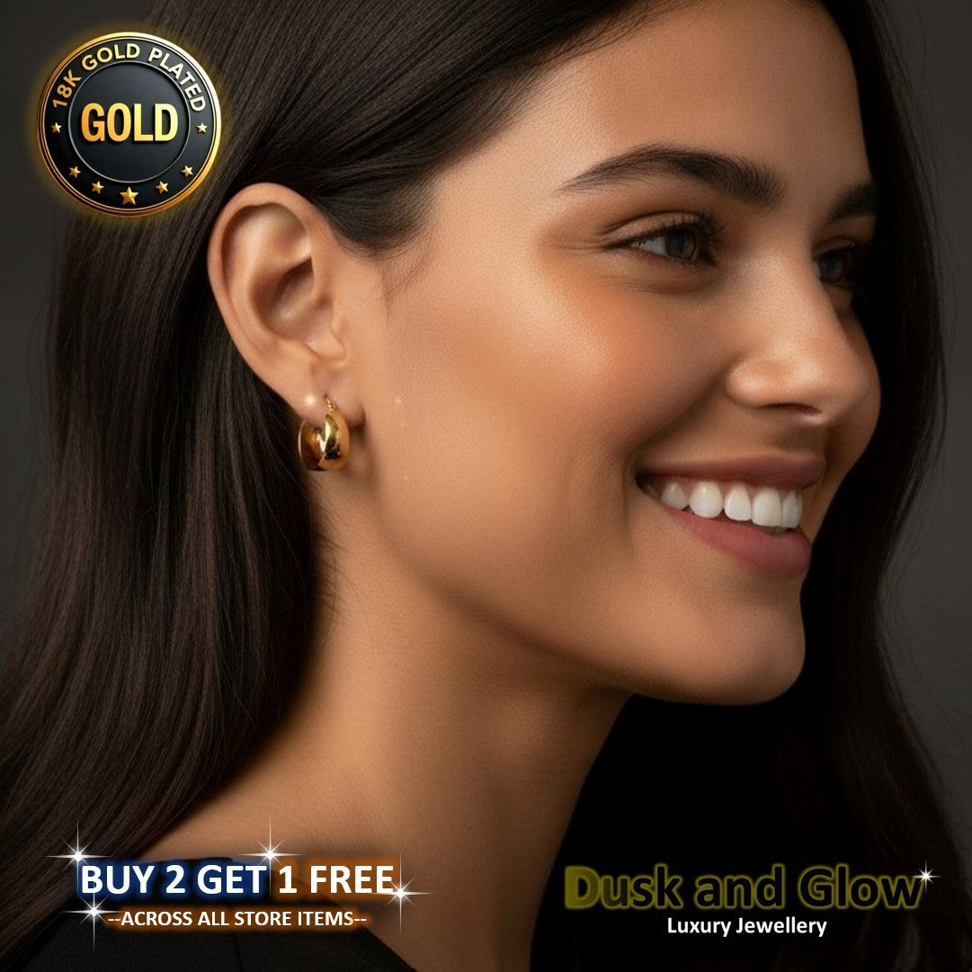UK Womens Gold Hoop Earrings Genuine 18K Plating Ladies Girls Jewelry Gift NEW2