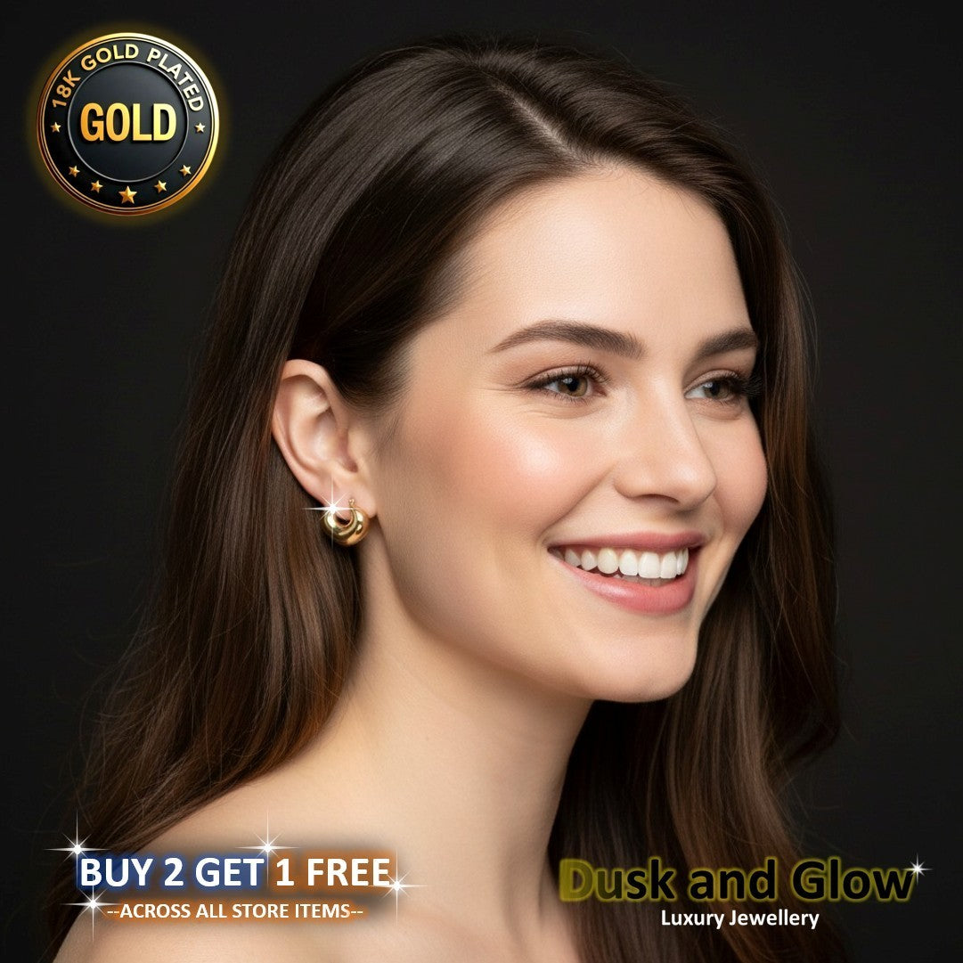 UK Womens Gold Hoop Earrings Genuine 18K Plating Ladies Girls Jewelry Gift NEW3
