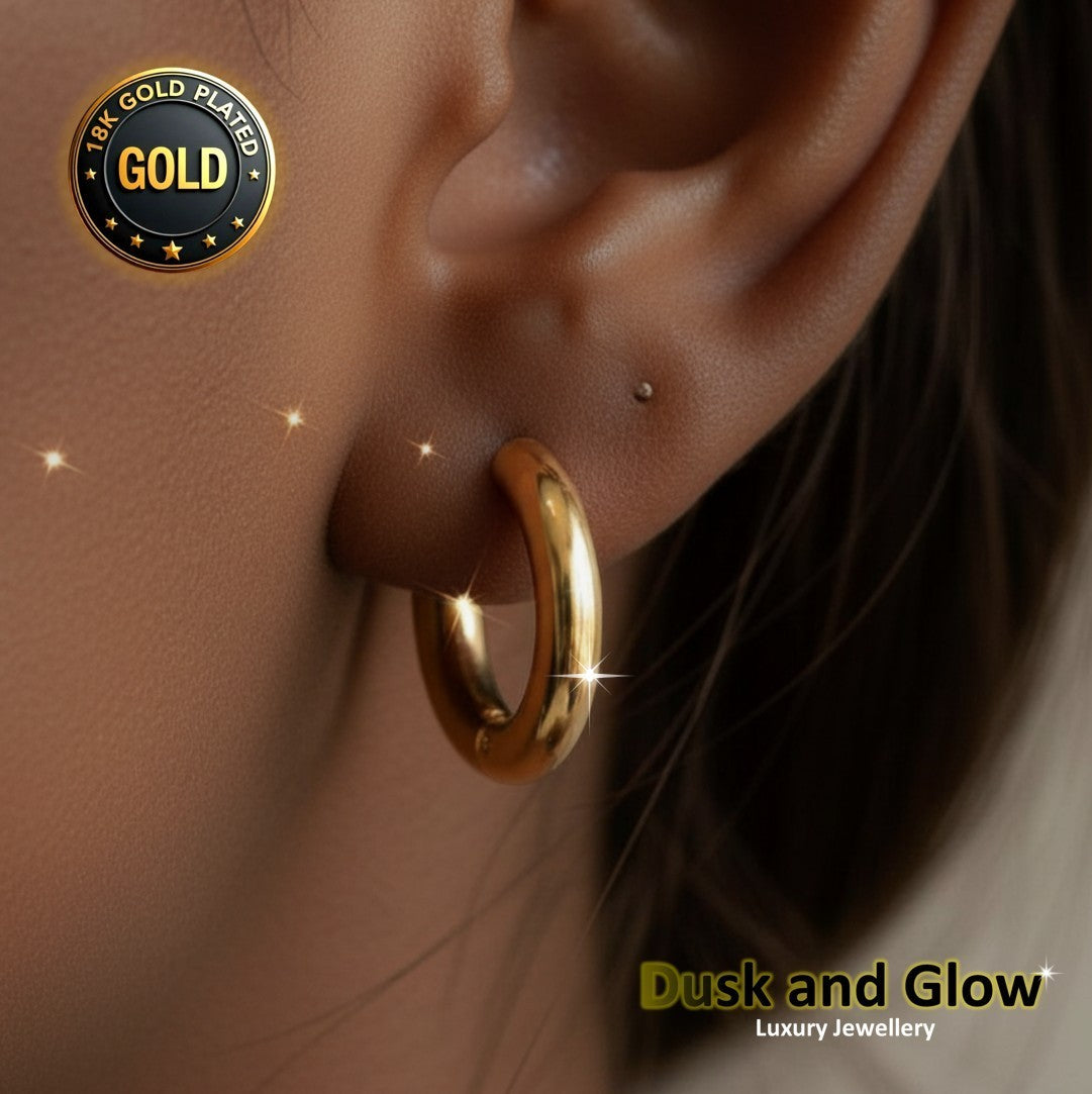 UK Womens Gold Hoop Earrings Genuine 18K Plating Ladies Girls Jewelry Gift NEW3