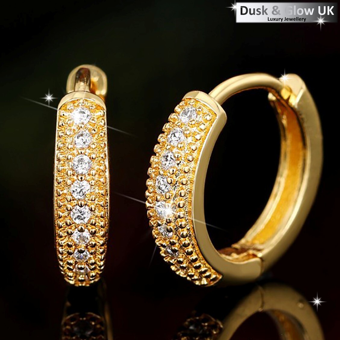 Women Gold Huggie Hoop Earrings Pair 18K 10mm Ladies Girls Jewellery Gift NEW UK2