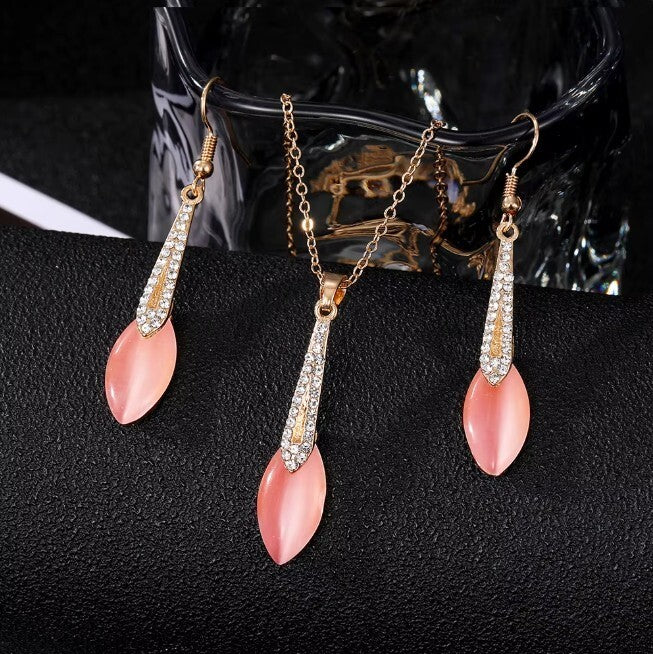 UK Women Ladies Fashion Gold Jewelry Necklace Drop Earrings Set Wedding Gift2