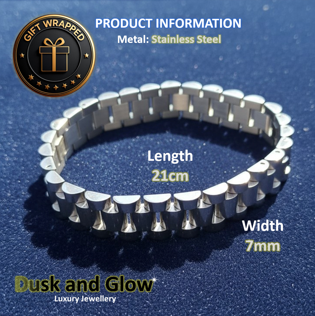 Luxury Silver Chain Link Bracelet Heavy Chucky Women Men Gift UK3