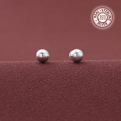 S925 Sterling Silver Stud Earrings Round Ball Women Girls Jewellery Gift UK NEW0