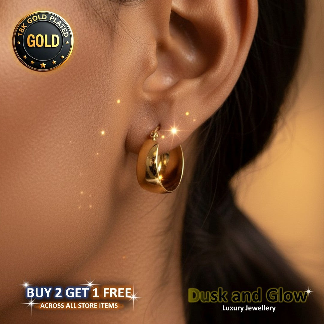 UK Womens Gold Hoop Earrings Genuine 18K Plating Ladies Girls Jewelry Gift NEW1