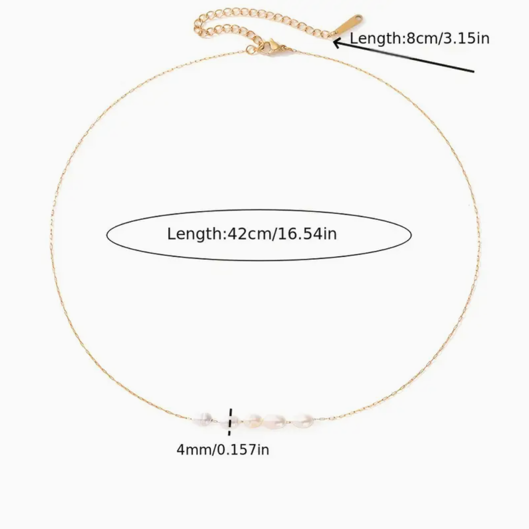 Luxury Freshwater Pearl Necklace Delicate 14K Gold Plated Stainless Steel UK NEW4