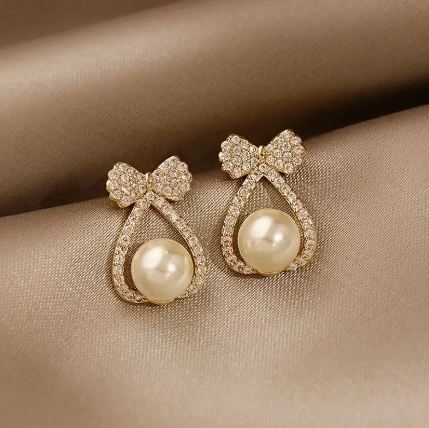 Silver Pearl Stud Earrings Women Ladies Girl Jewellery Gift Set UK NEW2