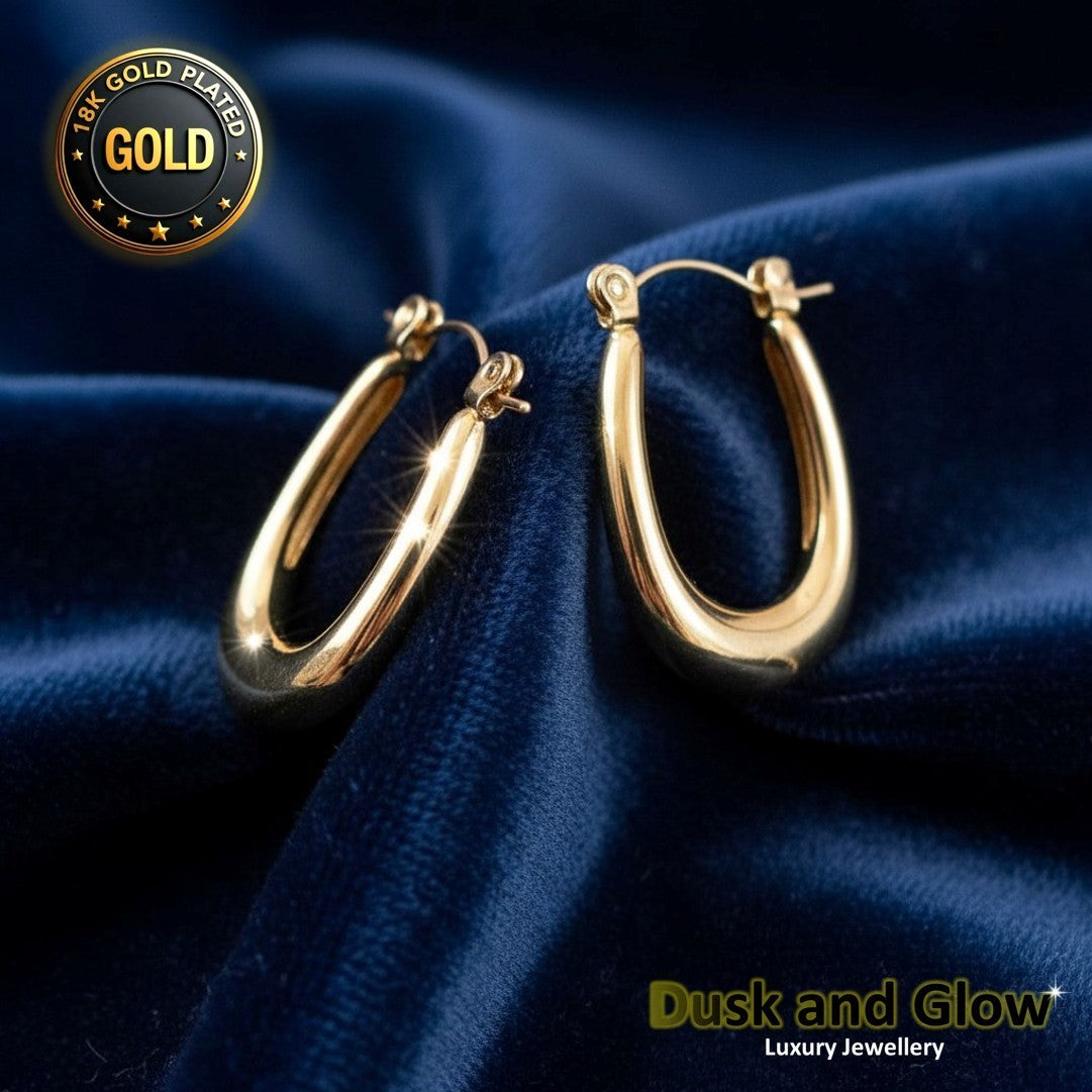 UK Womens Gold Hoop Earrings Genuine 18K Plating Ladies Girls Jewelry Gift NEW2
