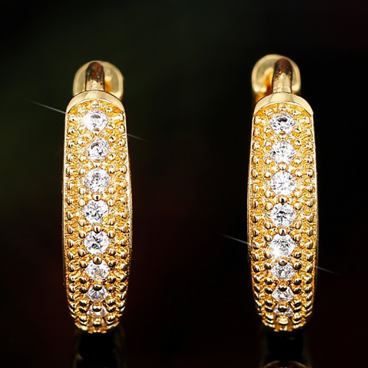 Women Gold Huggie Hoop Earrings Pair 18K 10mm Ladies Girls Jewellery Gift NEW UK3