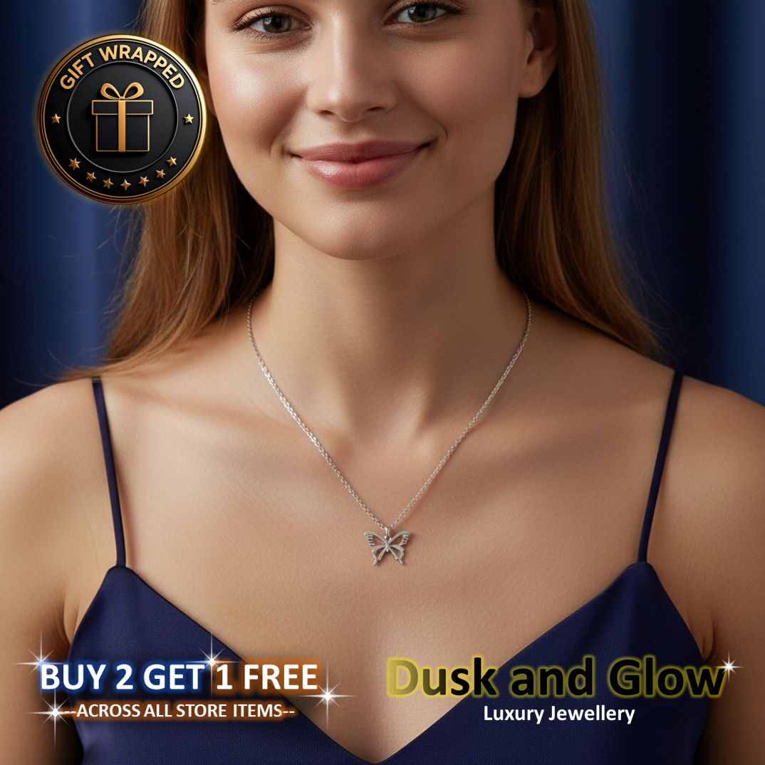 Silver Butterfly Necklace Pendant Gift Womens Ladies Girls Jewelry BRAND NEW UK2