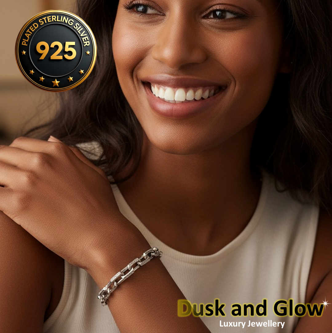 Luxury 925 Silver Plated Zirconia Bracelet Iced CZ Tennis Design Gift Box UK NEW2