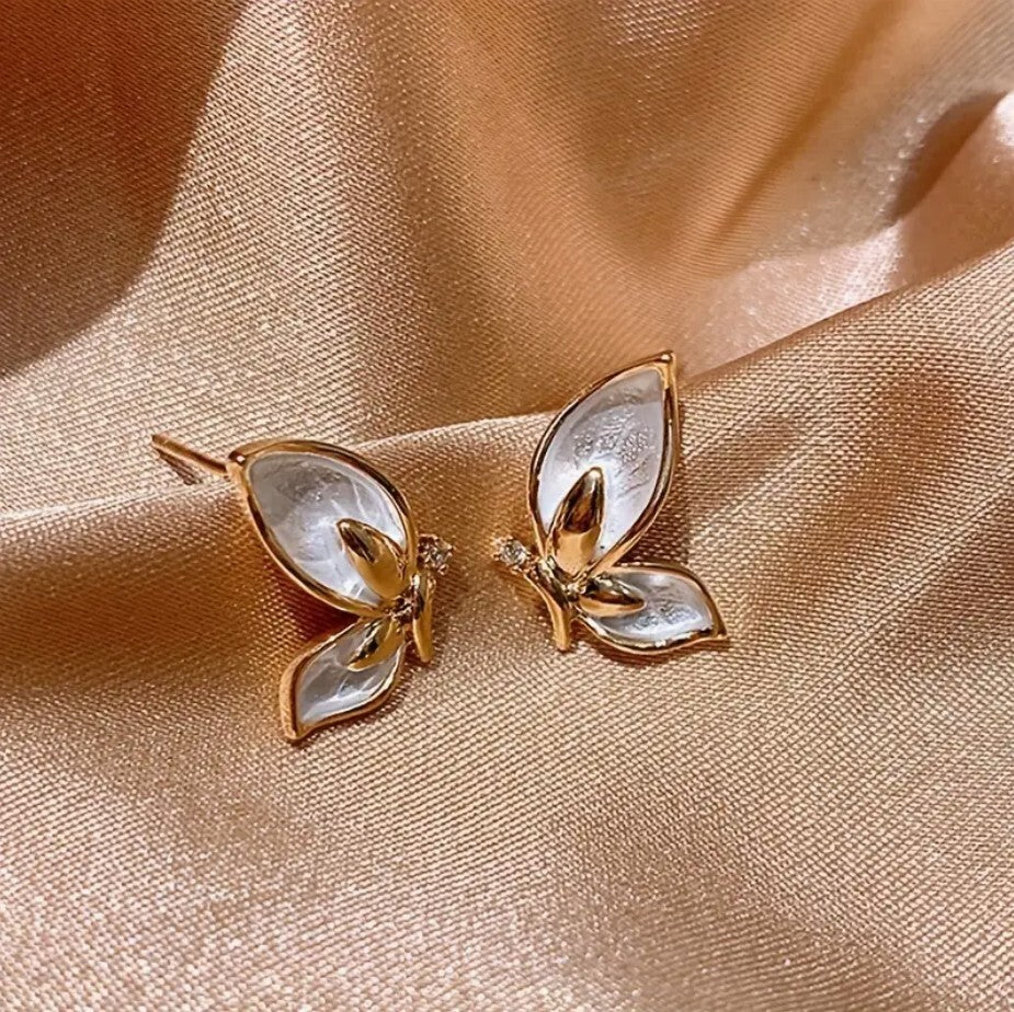 Silver Butterfly Stud Earrings Luxury Women Ladies Girls Jewellery Gift UK NEW0