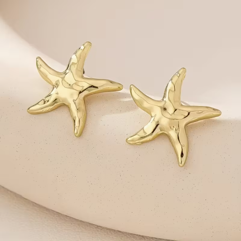 Gold Starfish Stud Earrings Fashion Women Ladies Girl Jewelry Party Gift NEW UK4
