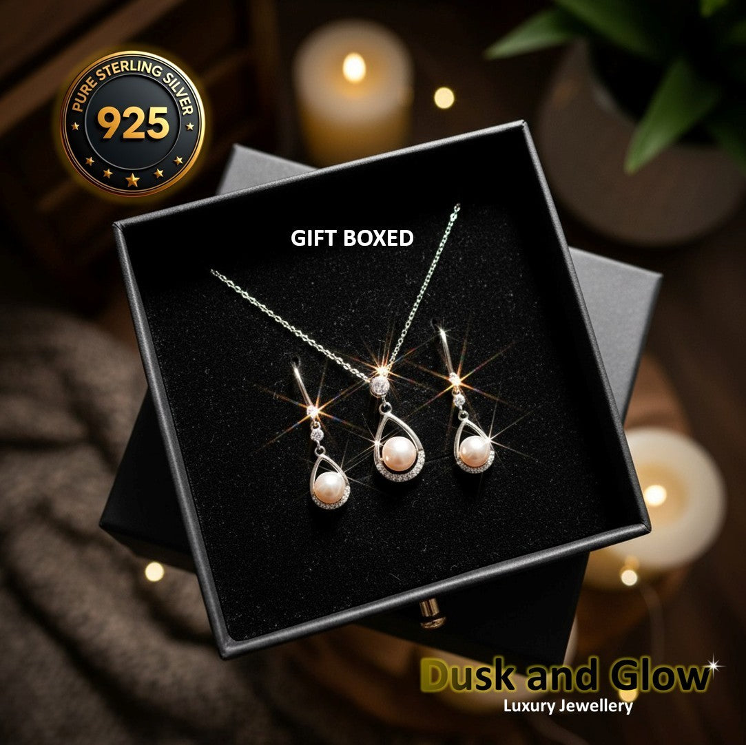 Womens Freshwater Pearl Jewellery Gift Set Necklace Earrings 925 Sterling Silver5
