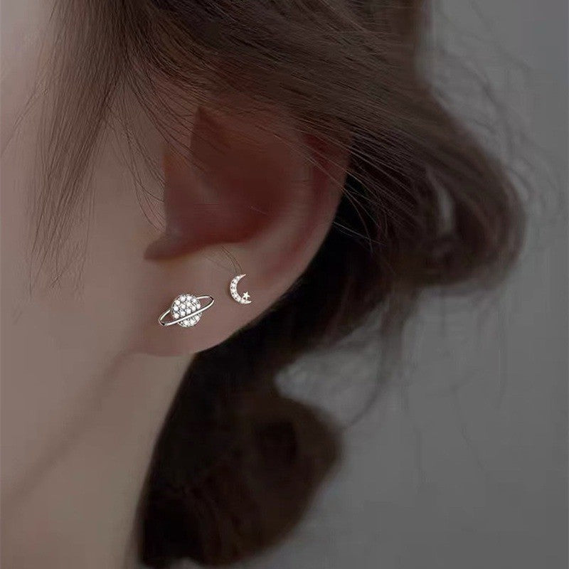 Zirconia Stone Stud Earrings Moon Planet Women Ladies Girl Jewellery Gift UK NEW1