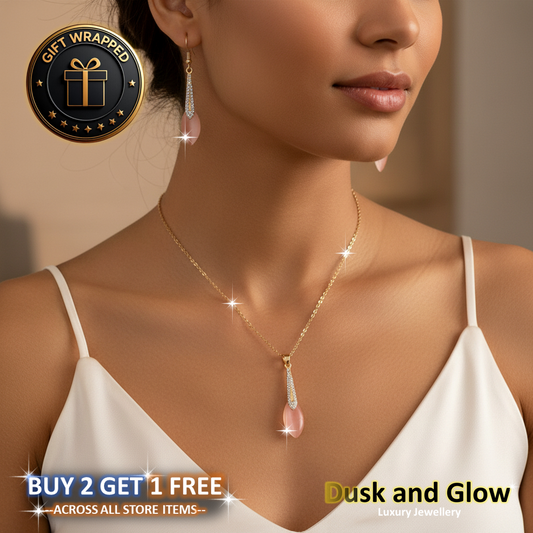 UK Women Ladies Fashion Gold Jewelry Necklace Drop Earrings Set Wedding Gift0