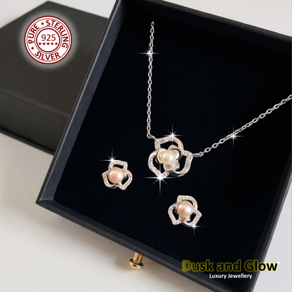 Womens Freshwater Pearl Jewellery Gift Set Necklace Earrings 925 Sterling Silver0