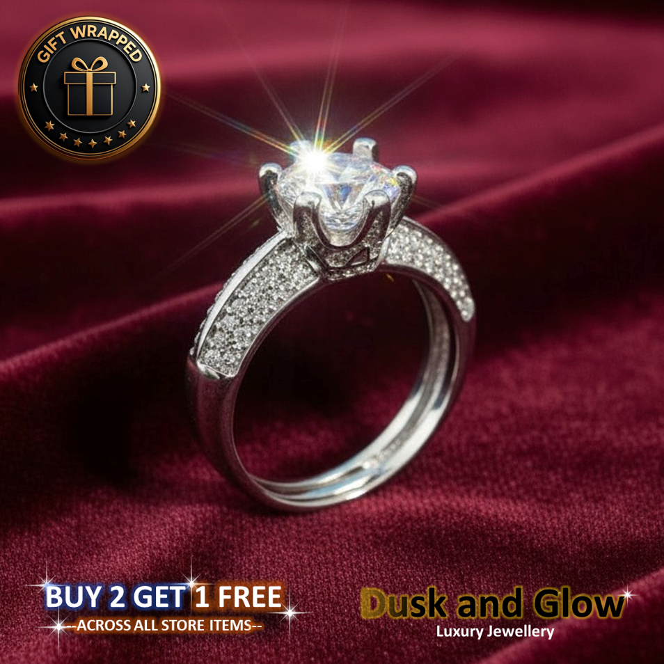 LUXURY SILVER ZIRCONIA RING BAND CZ WOMEN LADIES GIRLS WEDDING GIFT UK BRAND NEW2