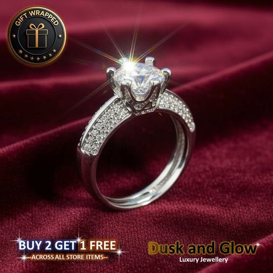LUXURY SILVER ZIRCONIA RING BAND CZ WOMEN LADIES GIRLS WEDDING GIFT UK BRAND NEW2