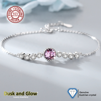Solid 925 Sterling Silver Bracelet Crystal Luxury Women Ladies Girls Gift UK NEW0