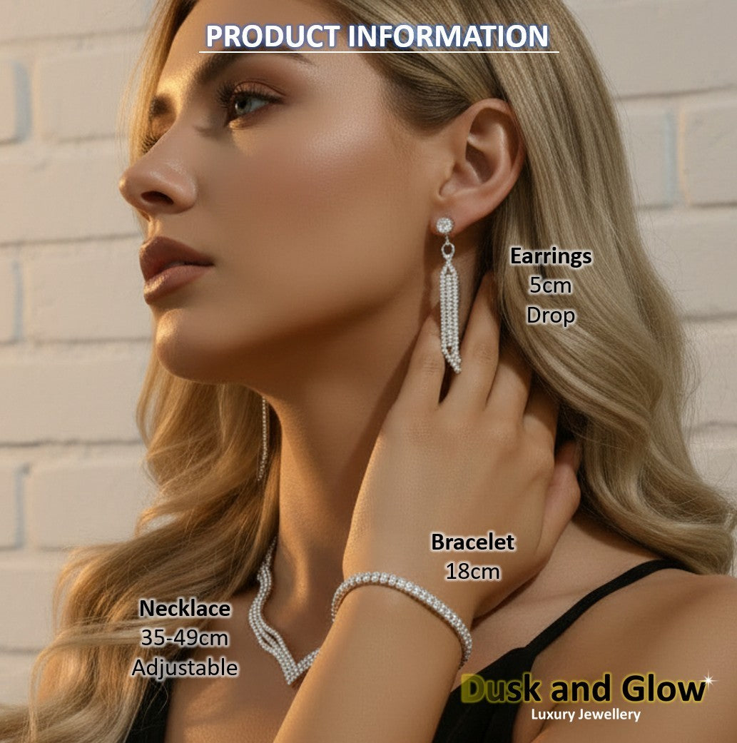 UK Womens Fashion Jewellery Set Silver CZ Luxury Ladies Wedding Gift Gala NEW2