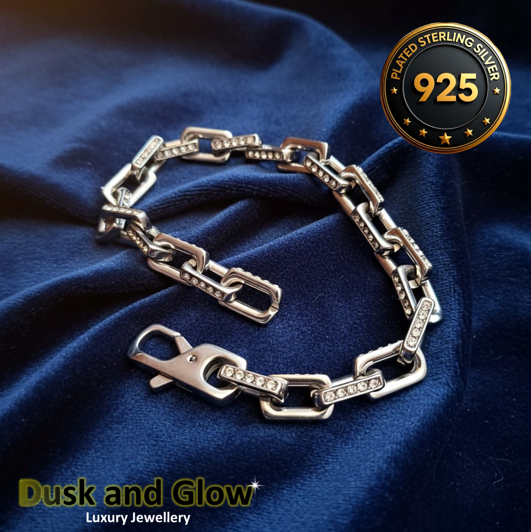 Luxury 925 Silver Plated Zirconia Bracelet Iced CZ Tennis Design Gift Box UK NEW1