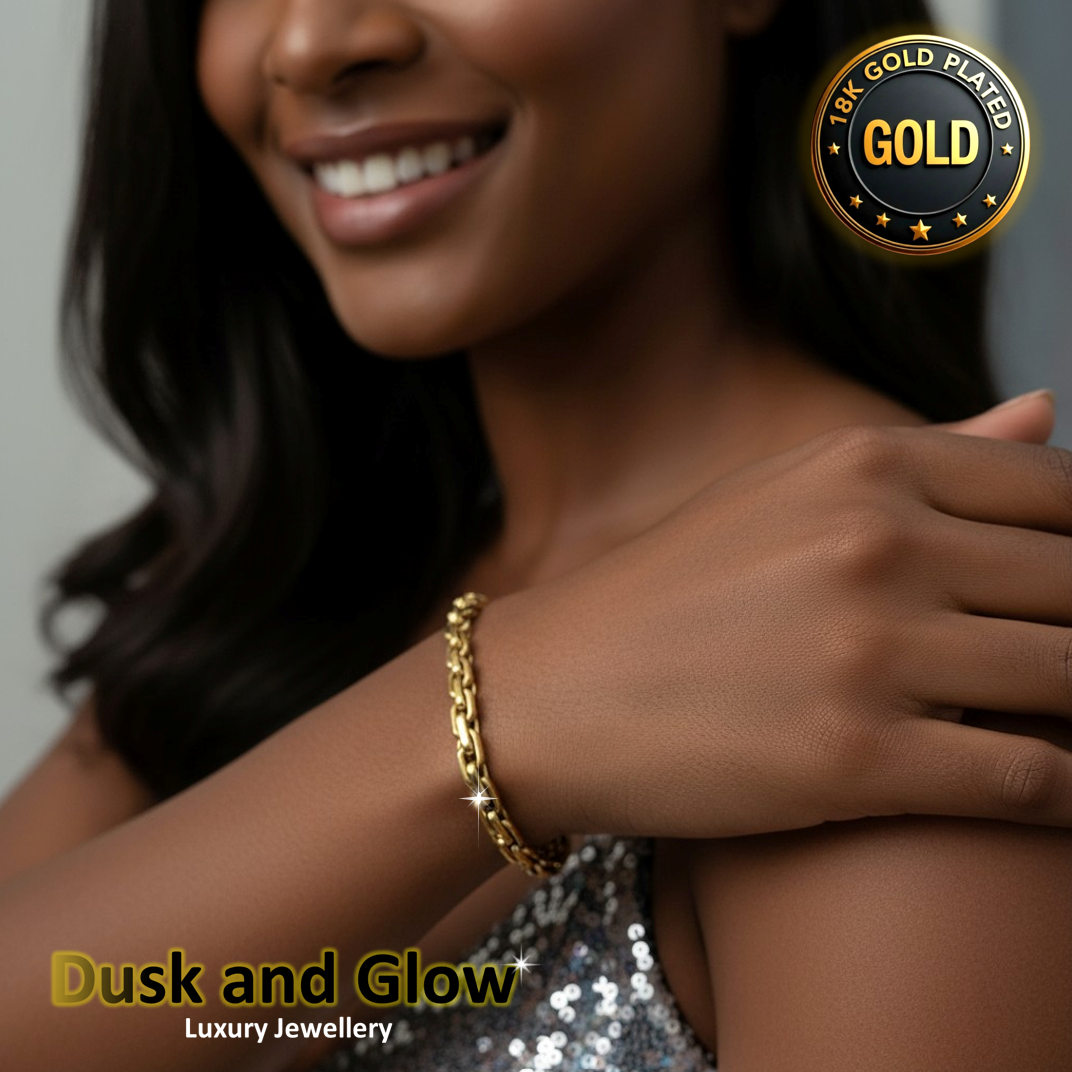 Luxury Gold Blecher Bracelet Chain 18ct Plated Women Ladies Girls Gift NEW UK4