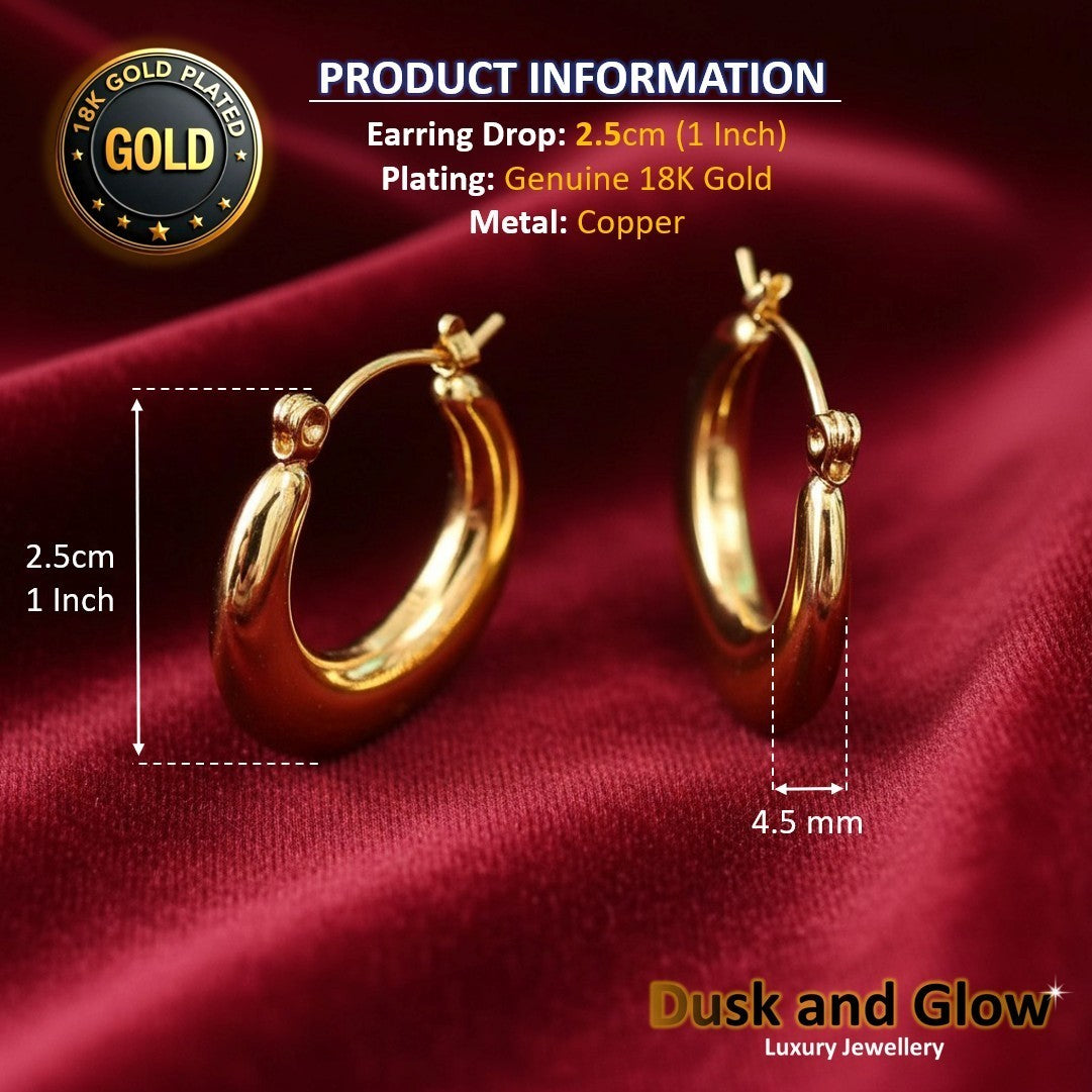 UK Womens Gold Hoop Earrings Genuine 18K Plating Ladies Girls Jewelry Gift NEW4