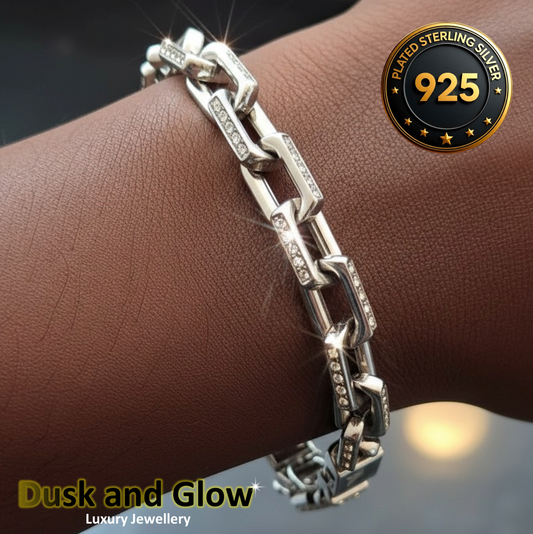 Luxury 925 Silver Plated Zirconia Bracelet Iced CZ Tennis Design Gift Box UK NEW0