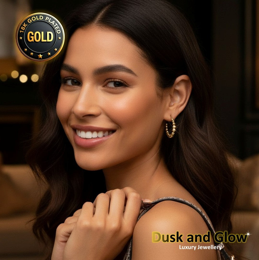 UK Womens Gold Hoop Earrings Genuine 18K Plating Ladies Girls Jewelry Gift NEW1