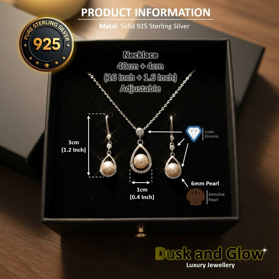 Womens Freshwater Pearl Jewellery Gift Set Necklace Earrings 925 Sterling Silver4