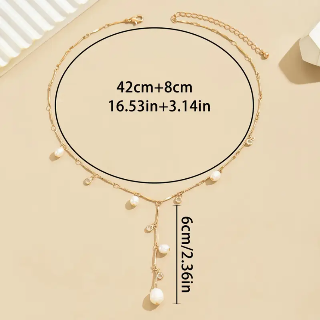 18K Gold Plated Freshwater Pearl Necklace Chain Link Design Women Jewellery Gift4