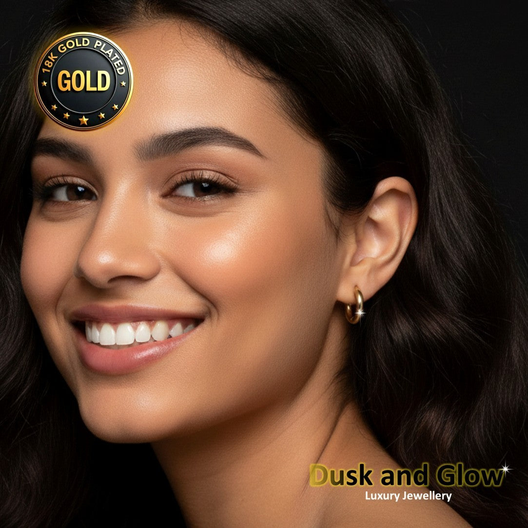 UK Womens Gold Hoop Earrings Genuine 18K Plating Ladies Girls Jewelry Gift NEW2