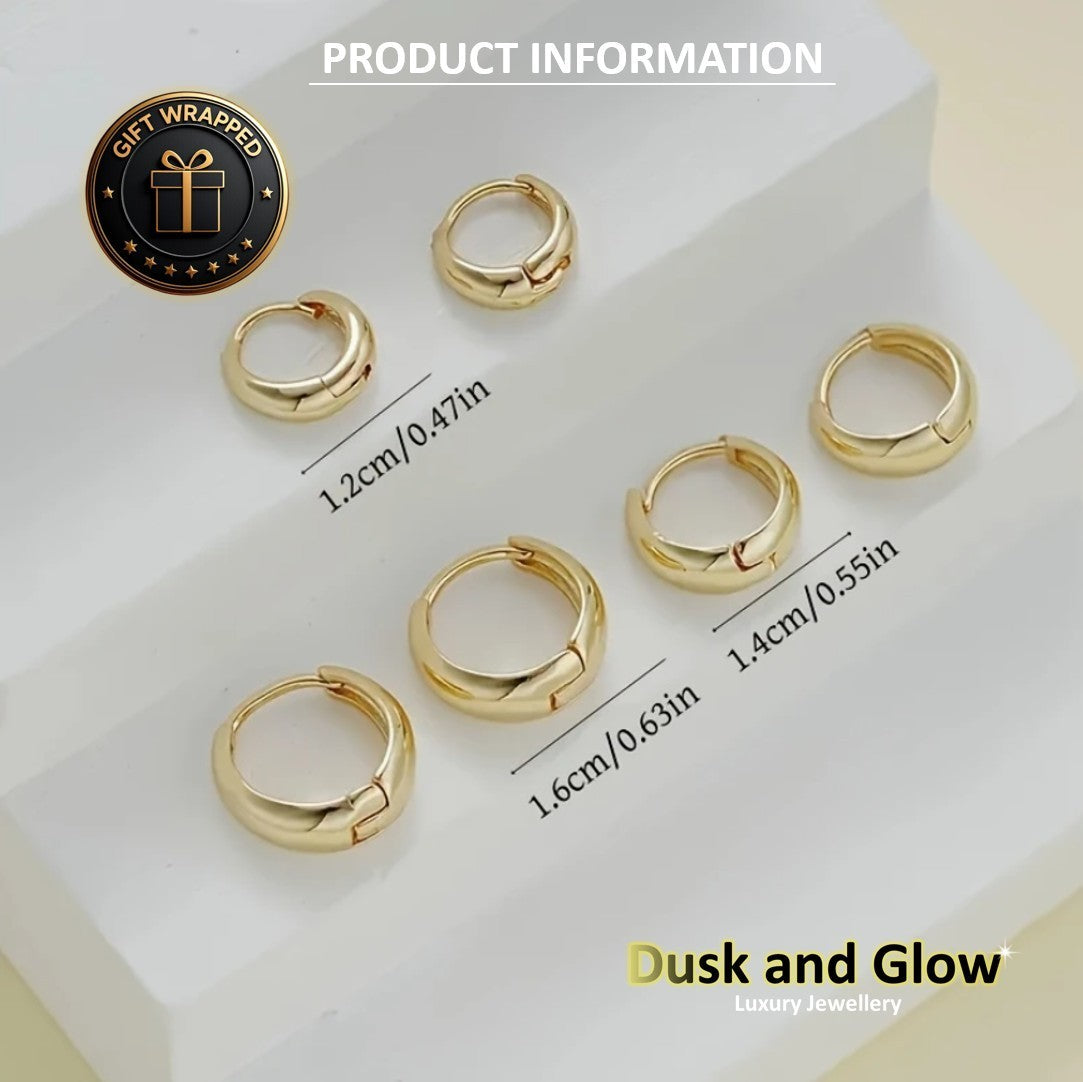 Gold Hoop Earrings Jewellery Set 3 Pair Women Ladies Girls Jewellery Gift UK NEW4
