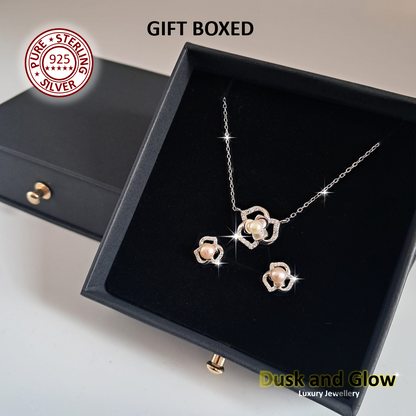 Womens Freshwater Pearl Jewellery Gift Set Necklace Earrings 925 Sterling Silver3