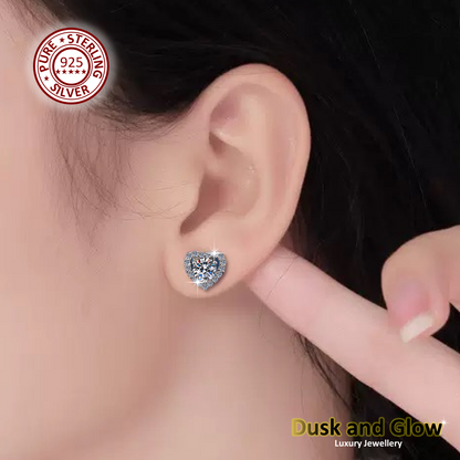 0.5 Carat Moissanite Stone Heart Stud Earrings Solid 925 Sterling Silver Gift UK1