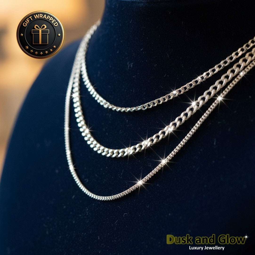 Uk Women Ladies Silver Chain Necklace Gift Set Girls Evening Party Wedding NEW3