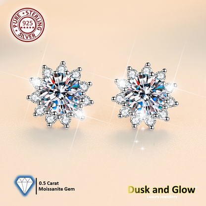 0.5 Carat Moissanite Stone Stud Earrings Solid 925 Sterling Silver Women Gift UK0