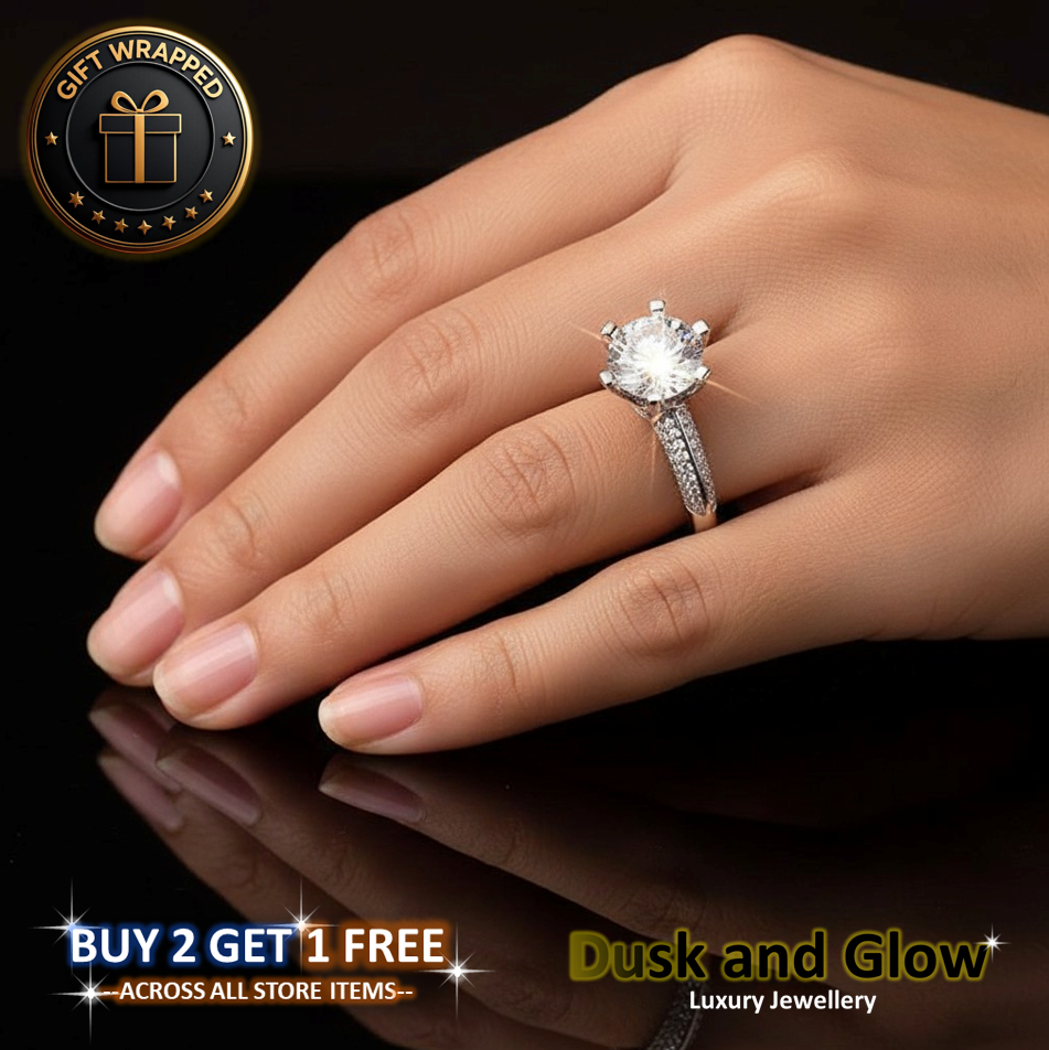 LUXURY SILVER ZIRCONIA RING BAND CZ WOMEN LADIES GIRLS WEDDING GIFT UK BRAND NEW1