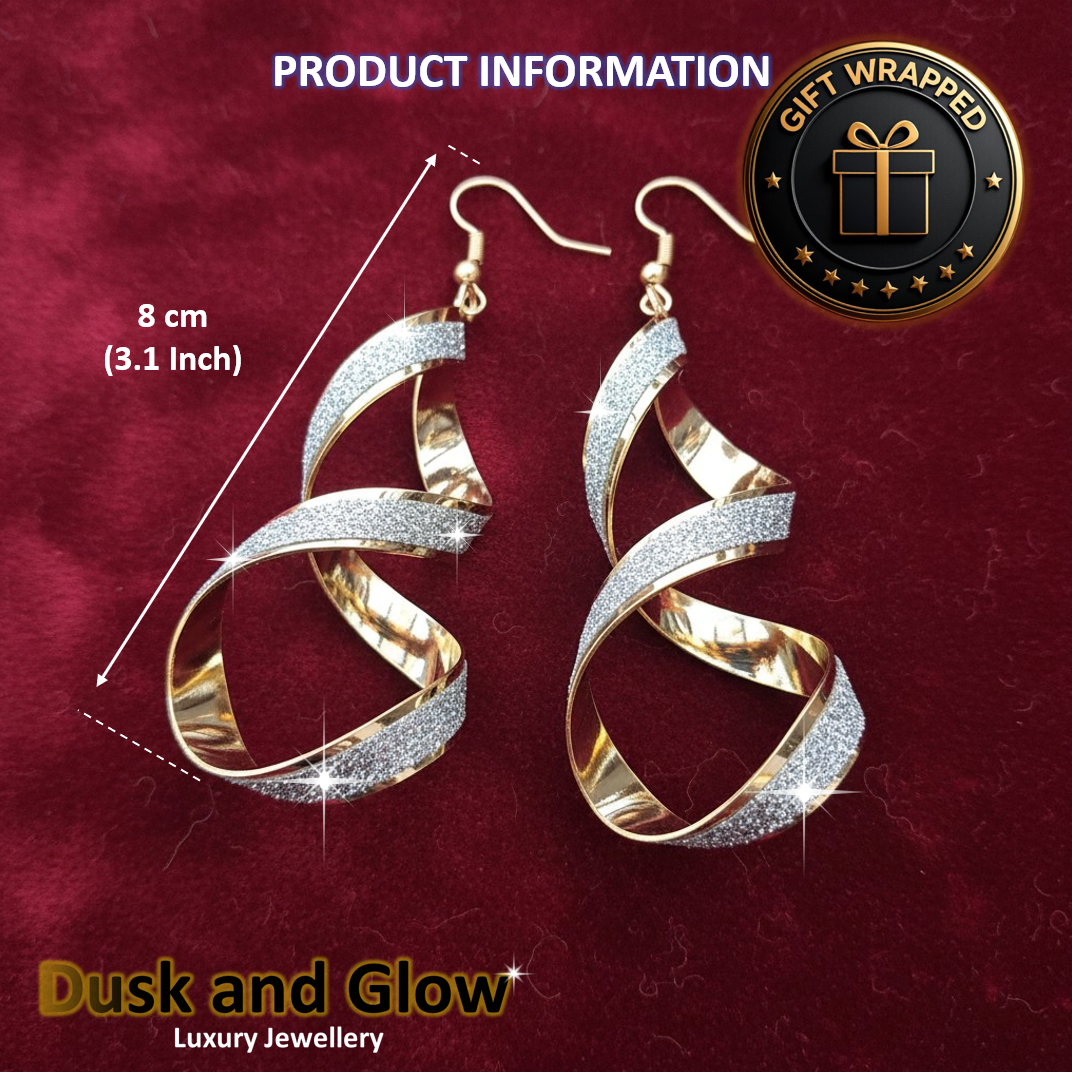 Luxury Gold Silver Dangle Drop Earrings Shimmering Statement Tassel Design3