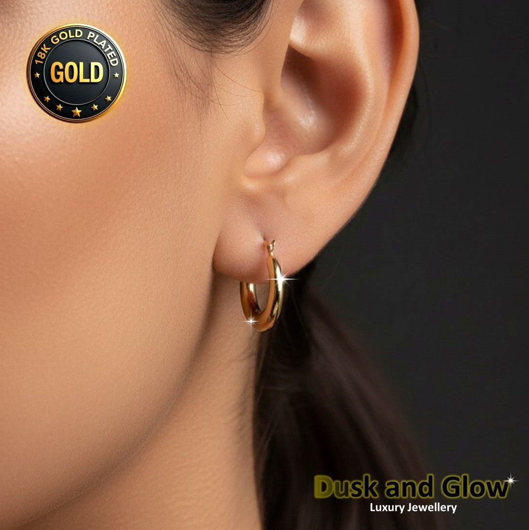 UK Womens Gold Hoop Earrings Genuine 18K Plating Ladies Girls Jewelry Gift NEW1