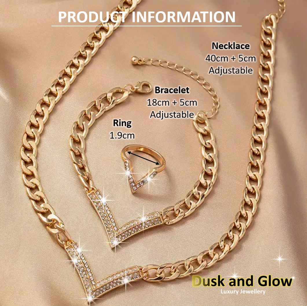 UK Women Ladies Gold Fashion Jewelry Gift Set Necklace Bracelet Earring Ring NEW6